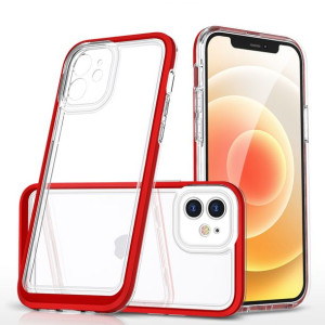 Clear 3in1 Etui Do Iphone 12 Żelowy Pokrowiec Z Ramką Czerwony