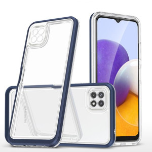 Clear 3in1 Etui Do Samsung Galaxy A22 5g Żelowy Pokrowiec Z Ramką Niebieski