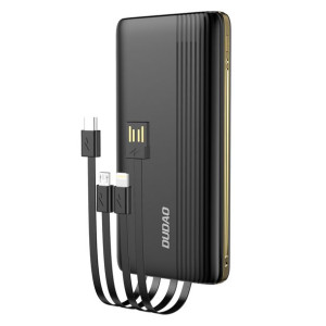 Dudao K4pro Powerbank Z Wbudowanymi Kablami 10000mah Wyświetlacz Led Czarny