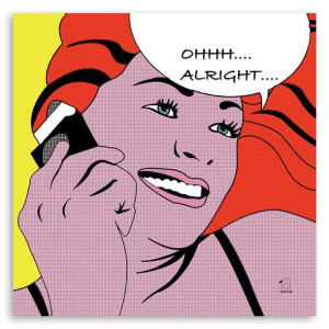 OBRAZ NA PŁÓTNIE Pop Art Kobieta Telefon 60x60