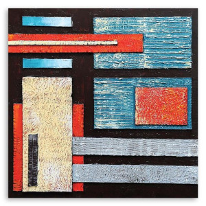 OBRAZ NA PŁÓTNIE Abstrakcja Turkusowy 60x60