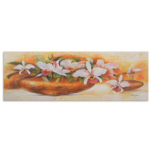 OBRAZ PANORAMA Kwiaty w Wazonie Orange 90x30
