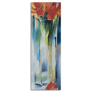 OBRAZ DO SALONU Czerwone Kwiaty Wazon 50x150