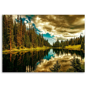 OBRAZ DO SALONU Las Góry Jezioro natura 60x40