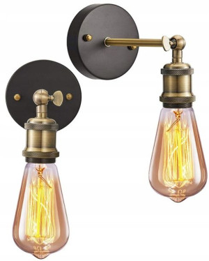 Lampa Ścienna Kinkiet Metalowy Old Gold Retro