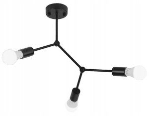 Lampa Sufitowa Nowoczesna 3 Punkty E27 Czarna Loft
