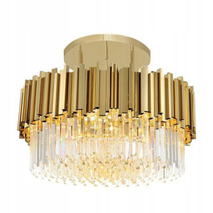 Lampa Sufitowa Plafon Gold Złoty Kryształ Glamour