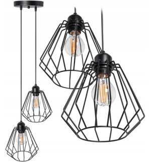 Lampa Sufitowa Wisząca Metalowa Podwójna Loftowa