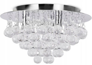 Lampa Sufitowa Kryształowa Plafon Glamour Srebrna