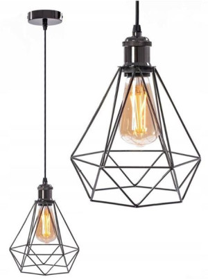 Lampa Wisząca Sufitowa Diament Czarny Loft Ażurowa