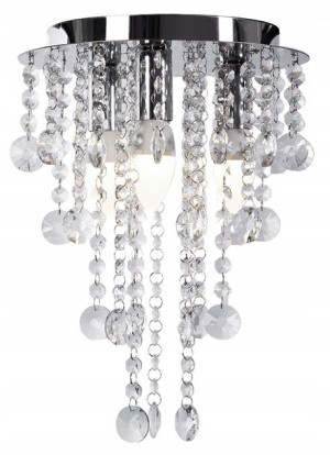 Lampa Sufitowa Kryształowa Okrągła Glamour Srebrna