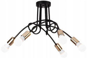 Lampa Sufitowa Żyrandol Paradise 5 Czarna Złota