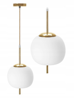 Lampa Sufitowa Wisząca Szklana Kula Mleczna Złota