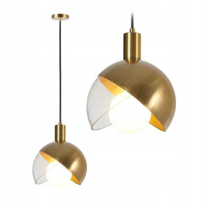 Lampa Sufitowa Wisząca Kula Szkło E27 Gold Złota