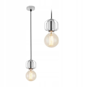 Lampa Sufitowa Wisząca Srebrna W Stylu Loft Chrom