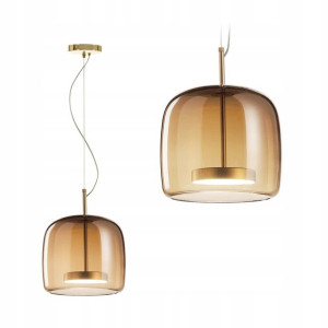 Lampa Sufitowa Wisząca Szklana Amber LED Złota