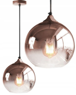 Lampa Sufitowa Szklana Lustrzana Kula Rose Gold