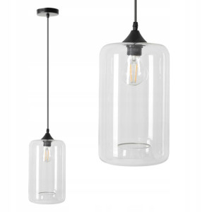 Lampa Sufitowa Wisząca Szklana Czarna Black Tuba