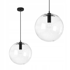 Lampa Wisząca Szklana Kula Black Czarna Lassi 30cm