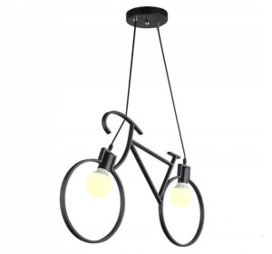 Lampa Sufitowa Żyrandol Rower 68x43 Cm Czarna