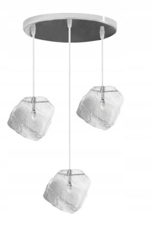 Lampa Sufitowa Wisząca Potrójna Bryła Kryształ Ice