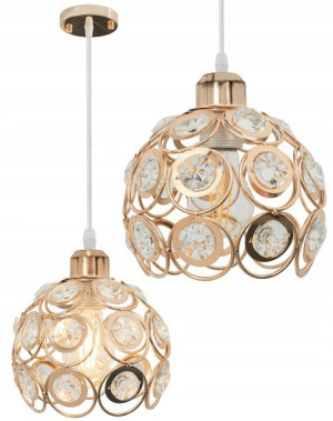 Lampa Sufitowa App208 Metal Złota Kryształ Kula
