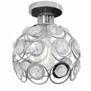 Lampa Sufitowa Wisząca Metalowa Kryształowa Silver