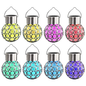 Wiszące lampy solarne, 8 szt., LED RGB