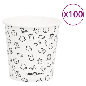 Papierowe kubki, 120 ml, 100 szt., biało-czarne