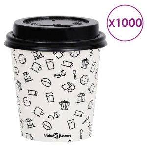 Papierowe kubki z pokrywkami, 200 ml, 1000 szt., c