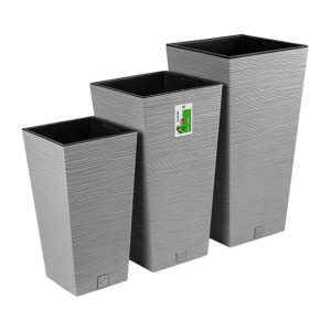 Wysokie Doniczki na kwiaty Zestaw DFSH300 350 400 FURU SQUARE Szare