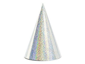 Czapeczki holograficzne, srebrny, 16cm (1 op. / 6 szt.)