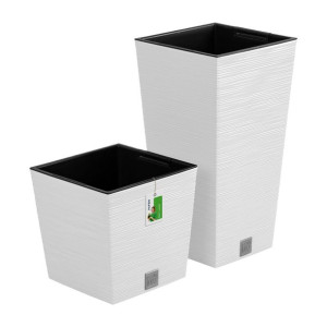 Doniczki na kwiaty Donice Zestaw FURU SQUARE DFS300 DFS300L Białe