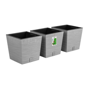 3X Niska Doniczka na kwiaty Donica FURU SQUARE LOW DFS300 Szara Beton