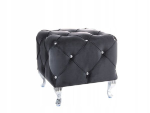 Puf Hestia K Velvet Czarny Bl. 19 / Srebrny-signal