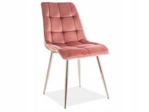 Krzesło Chic Velvet Chrom Róż Ant Bluvel 52 Signal