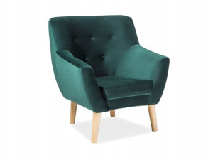 Fotel Nordic 1 Velvet Zielony Tap. 78/buk-signal