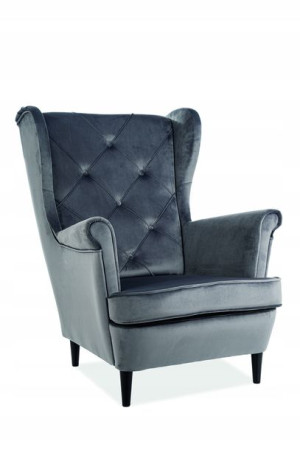 Fotel Lady Velvet Szary Bluvel 14 / Wenge - Signal