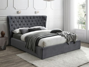 Łóżko Carven Velvet 160x200 Szary Bluvel 14 Signal