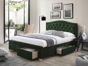 Łóżko Electra Velvet 160x200 Zielony / Dąb Signal