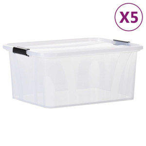 Pudełka z pokrywami, 5 szt., przezroczyste, 32 L