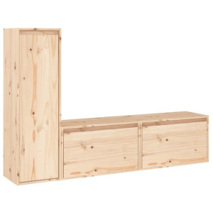 Szafki pod TV, 3 szt., lite drewno sosnowe
