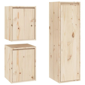 Szafki pod TV, 3 szt., lite drewno sosnowe