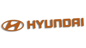 Wycinana naklejka HYUNDAI brązowa