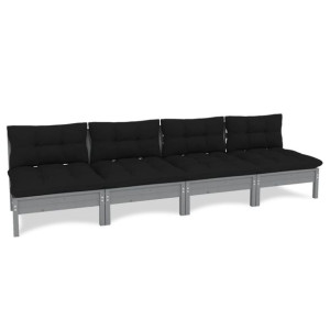 4-osobowa sofa z antracytowymi poduszkami, lite drewno sosnowe