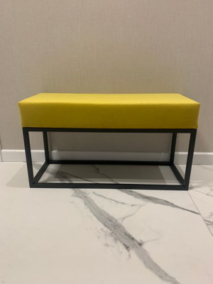 Ławka pufa tapicerowana loft metalowy stelaż 80cm