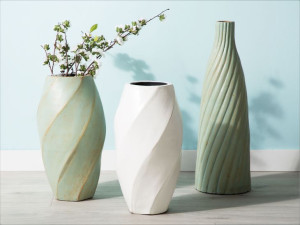 Wazon dekoracyjny ceramiczny jasnozielony LENTIA