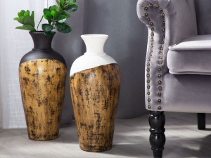 Wazon dekoracyjny ceramiczny brązowo-biały BONA