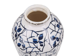 Wazon na kwiaty ceramiczny 20 cm biały z niebieski