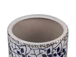 Wazon na kwiaty ceramiczny biały z niebieskim MYOS